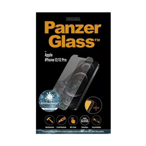 PanzerGlass kijelzővédő üvegfólia Standard Super+ iPhone 12/12 Pro antibakteriális