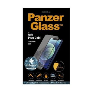   PanzerGlass kijelzővédő üvegfólia E2E Super+ iPhone 12 Mini tokbarát antibakteriális 5D teljes kijelzős