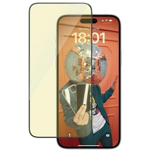 PanzerGlass kijelzővédő üvegfólia Ultra-Wide Fit iPhone 15 Plus 6.7" 2in1 tükröződésmentes, kékfény szűrő