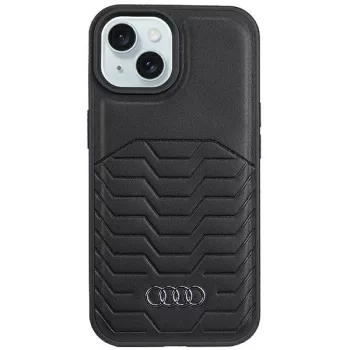   Audi Szintetikus bőr MagSafe iPhone 15 6.1", hátlap, tok, fekete