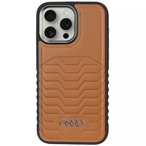 Audi Szintetikus bőr MagSafe iPhone 14 Pro Max 6.7" hátlap, tok, barna