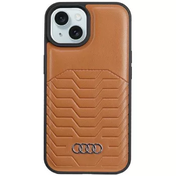   Audi Szintetikus bőr MagSafe iPhone 15 6.1" hátlap, tok, barna