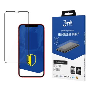  3MK HardGlass Max iPhone 12 Pro Max 6,7" teljes képernyős ujjlenyomamentes edzett üvegfólia, fekete