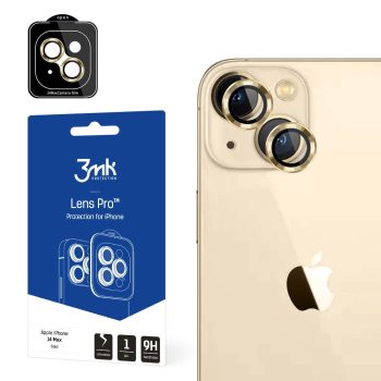   3MK Lens Protection Pro iPhone 14 Plus 6.7" kamera védőfólia rögzítőkerettel 1db, arany
