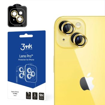   3MK Lens Protection Pro iPhone 14 Plus 6.7" kamera védőfólia rögzítőkerettel 1db, sárga