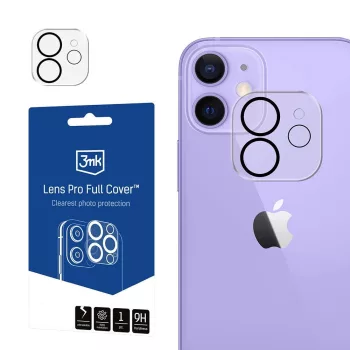   3MK Lens Pro Full Cover iPhone 12 edzett üvegfólia kamera objektívhez, rögzítő kerettel 1db