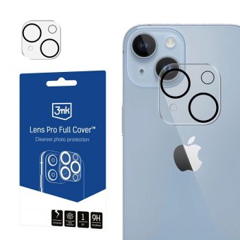   3MK Lens Pro Full Cover iPhone 14/14 Plus edzett üvegfólia kamera objektívhez, rögzítőkerettel 1db