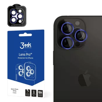   3MK Lens Protection Pro iPhone 15 Pro 6.1" kamera védőfólia rögzítőkerettel 1db, kék