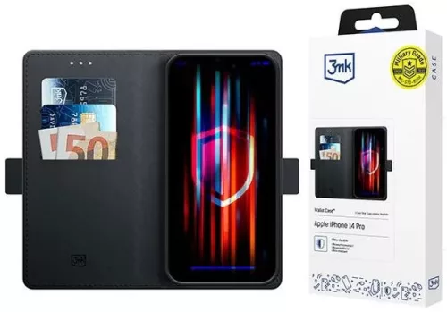3MK oldalra nyíló tok iPhone 14 Pro 6.1", fekete