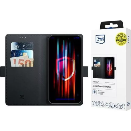 3MK oldalra nyíló tok iPhone 14 Pro Max 6.7", fekete