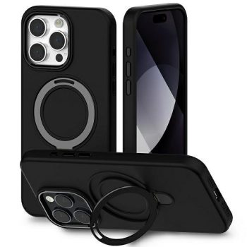   Mercury MagSafe kitámasztható szilikon tok iPhone 15 Pro Max 6,7", fekete