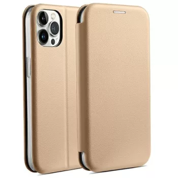   Beline Book Magnetic oldalra nyíló tok iPhone 14 Pro 6.1", arany