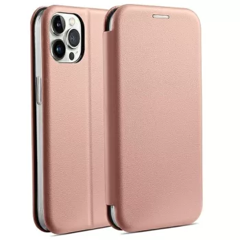   Beline Book Magnetic oldalra nyíló tok iPhone 14 Pro Max 6.7", rozéarany