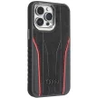 Audi Genuine Leather MagSafe iPhone 14 Max (AU-TPUPCMIP14PM-R8/D3-RD) MagSafe hátlap, tok, fekete-piros