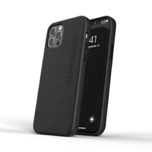 Diesel Moulded Case Premium Leather Wrap iPhone 12/12 Pro eredeti bőr hátlap, tok, fekete