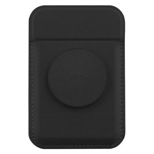 UNIQ Flixa Magnetic Card Wallet Magsafe kompatibilis mágneses kártyatartó, popsocket funkcióval, fekete