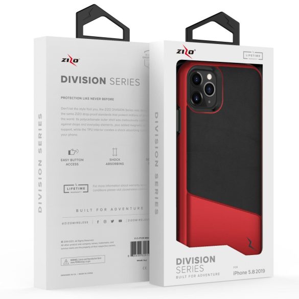 Zizo Division Series iPhone 11 Pro ütésálló hátlap, tok, fekete-piros