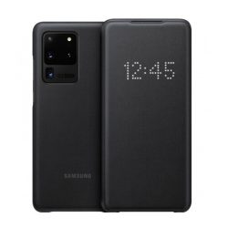   Samsung gyári LED S-View Case cover Samsung Galaxy S20 Ultra oldalra nyíló tok, fekete