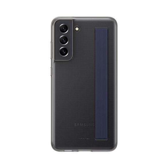 Samsung gyári Clear Strap Cover Samsung Galaxy S21 FE (EF-XG990CBE) hátlap pánttal, tok, szürke