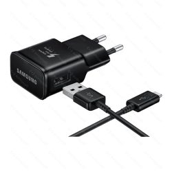   Samsung EP-TA200EBE+EP-DG970BBE USB gyári hálózati töltő, gyorstöltő adapter+USB-C kábel, 1.5m, 15W, (doboz nélküli), fekete