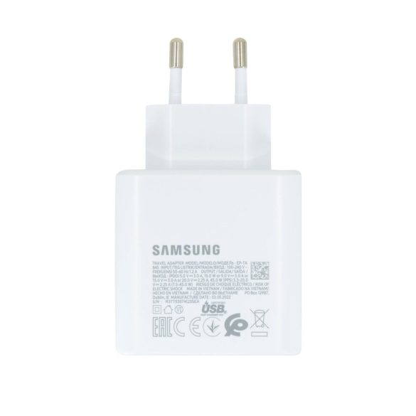 Samsung EP-TA845EWE USB-C gyári hálózati adapter, gyorstöltés, 45W, (doboz nélküli), fehér