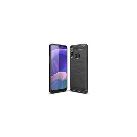 Carbon Case Flexible Samsung Galaxy A20s hátlap, tok, fekete