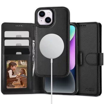   Tech-Protect Wallet Magsafe iPhone 15 MagSafe oldalra nyíló tok, fekete