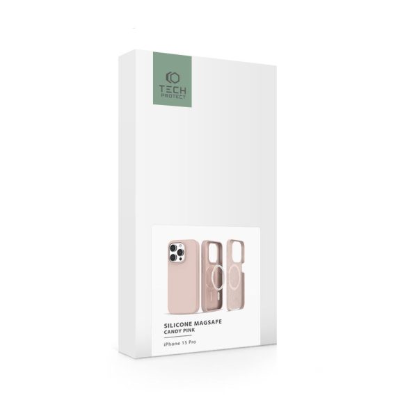 Tech-Protect Silicone Magsafe iPhone 15 Pro hátlap, tok, rózsaszín
