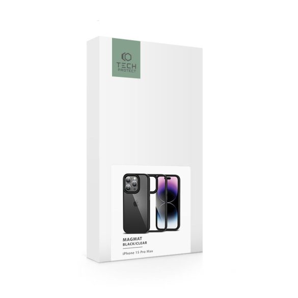 Tech-Protect Magmat iPhone 15 Pro Max ütésálló hátlap, tok, fekete-átlátszó