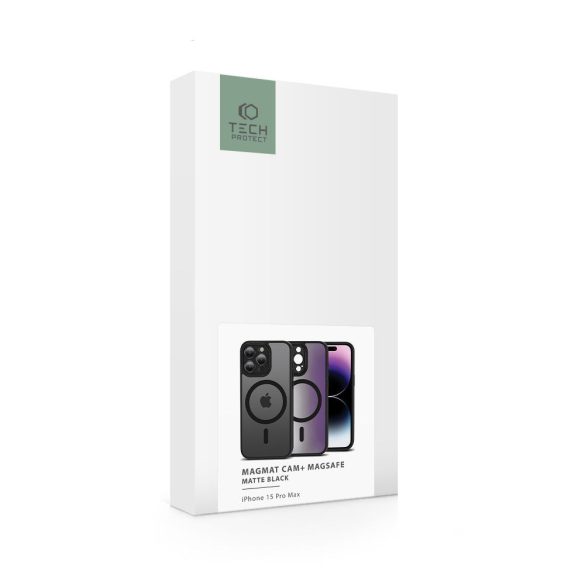 Tech-Protect Magmat Cam+ Magsafe Iphone 15 Pro Max magsafe kompatibilis ütésálló hátlap, tok, fekete