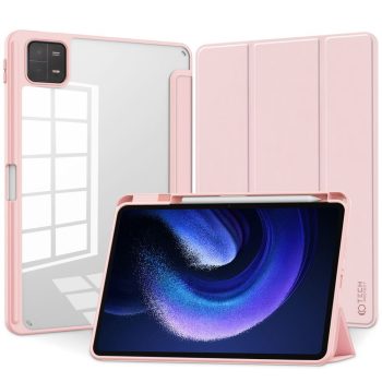   Tech-Protect Sc Pen Hybrid Xiaomi Pad 6/6 Pro oldalra nyíló okos tok, billentyűzettel, rózsaszín