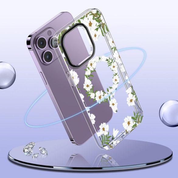 Tech-Protect Magmood iPhone 15 hátlap, tok, tavaszi virágmintás, színes