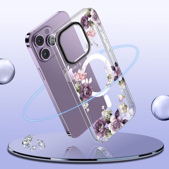 Tech-Protect Magmood Spring Floral Magsafe iPhone 15 Pro Max magsafe kompatibilis hátlap, tok, színes