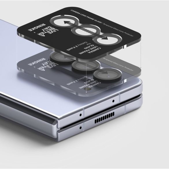 Ringke Samsung Galaxy Z Fold 5 kameravédő üvegfólia (tempered glass) 9H keménységű, fekete