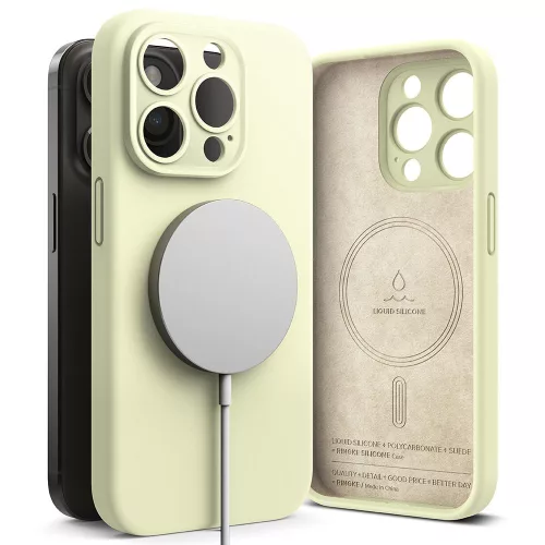 Ringke Silicone Magnetic Magsafe Iphone 15 Pro Max MagSafe hátlap, tok, zöld