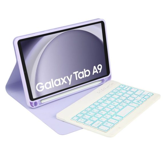 Tech-Protect Sc Pen + Keyboard Samsung Galaxy Tab A9 8.7" X110/X115 oldalra nyíló okos tok, érintőceruza tartóval, billentyűzettel, lila