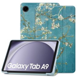   Tech-Protect Smartcase Samsung Galaxy Tab A9 8.7" X110/X115 oldalra nyíló smart tok, virágmintás, zöld