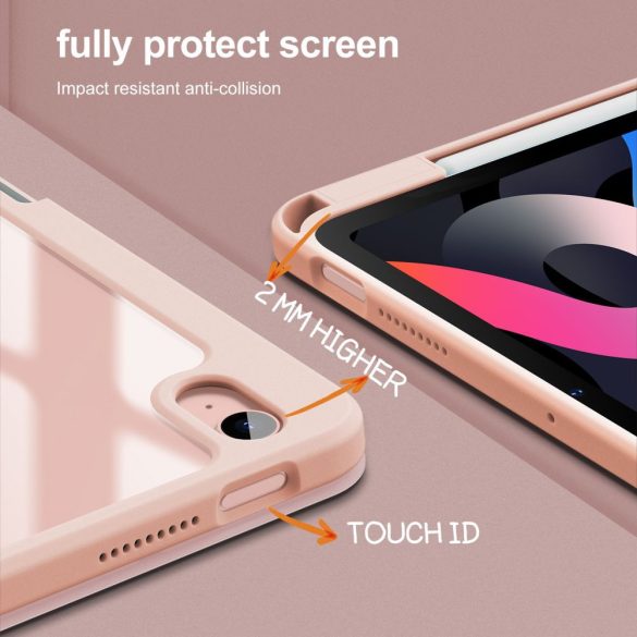 Infiland Crystal Case iPad Air 4 10.9" (2020) oldalra nyíló tok, rózsaszín