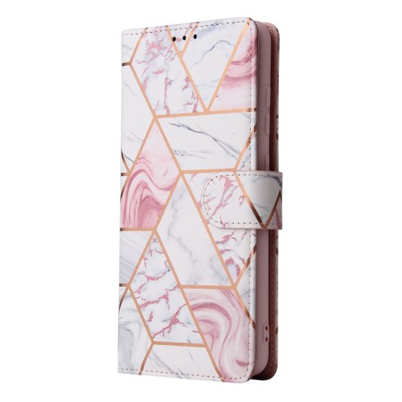 Tech-Protect Wallet Marble iPhone 11 oldalra nyíló hátlap, tok, mintás, rózsaszín