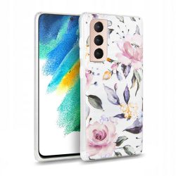   Tech-Protect Floral Samsung Galaxy S21 FE hátlap, tok, mintás, fehér