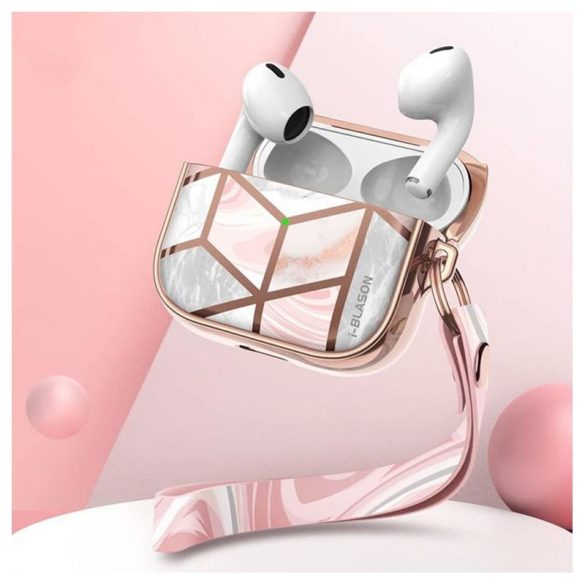 Supcase Cosmo Apple Airpods 3 tok, márvány mintás, rózsaszín