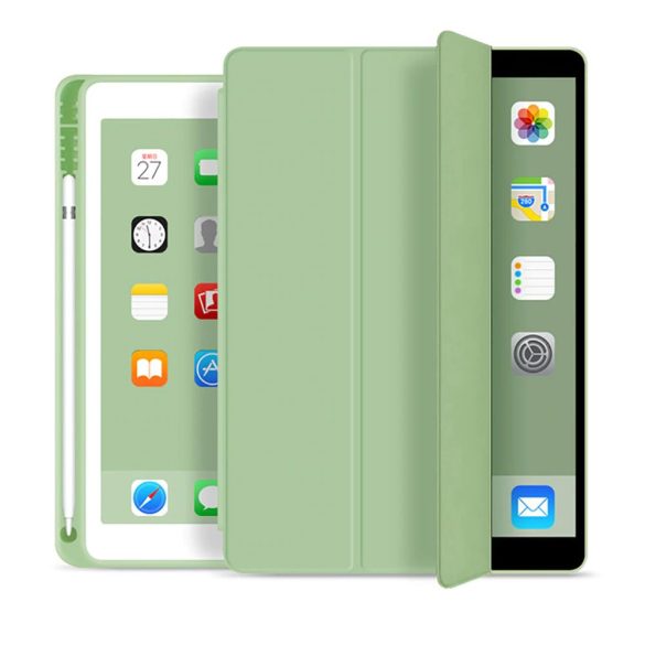 Tech-Protect Sc Pen iPad 10.2 2019 / 2020 / 2021 oldalra nyíló okos tok, érintőceruza tartóval, zöld