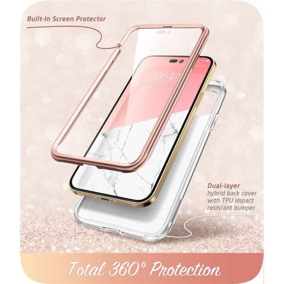 Supcase Cosmo iPhone 14 Pro Max hátlap, tok, márvány mintás, rózsaszín