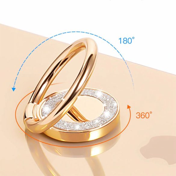 Tech-Protect Magnetic Phone Ring Glitter (szelfi gyűrű) és kitámasztó, arany