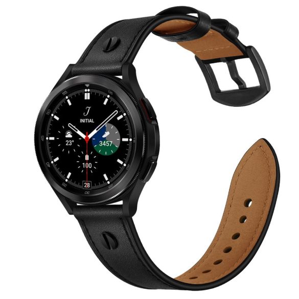 Tech-Protect Screwband Samsung Galaxy Watch 4 40/42/44/46mm bőr óraszíj, fekete