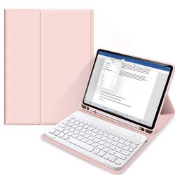   Tech-Protect Smartcase Pen  iPad 10.2" (2019/2020/2021) oldalra nyíló smart tok billentyűzettel, rózsaszín