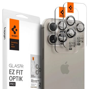   Spigen Optik TR EZ Fit iPhone 14 Pro/14 Pro Max/15 Pro/15 Pro Max 2db lencsevédő üvegfólia, fekete