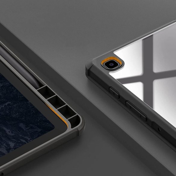 Tech-Protect Smartcase Hybrid Galaxy Tab S6 Lite 10.4 2020/2022 ütésálló oldalra nyíló smart tok, érintőceruza tartóval, átlátszó-fekete