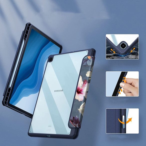 Tech-Protect Smartcase Hybrid "Lily" Galaxy Tab S6 Lite 10.4 2020/2022 ütésálló oldalra nyíló smart tok, érintőceruza tartóval, mintás