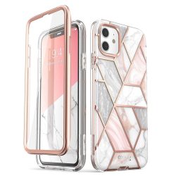   Supcase Cosmo iPhone 11 hátlap, tok, márvány mintás, rózsaszín